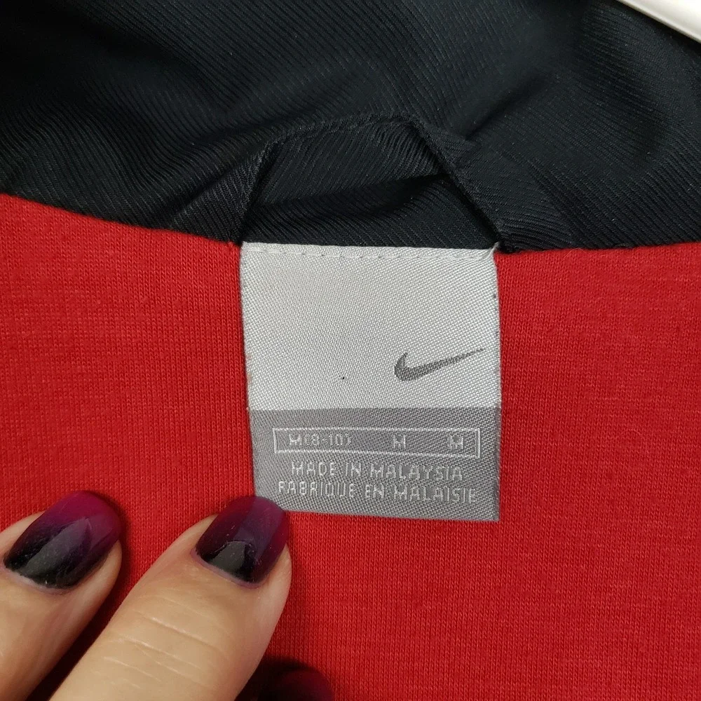 Nike Youth Size M Full Zip Track Jacket Red With Black Stripe Sporty Athletic